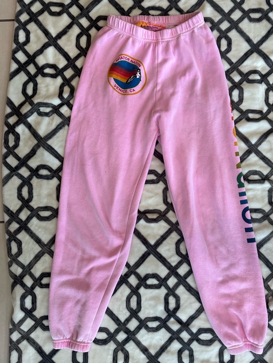 Aviator Nation Pants - Pink Graphic Sweatpants with Rainbow Logo